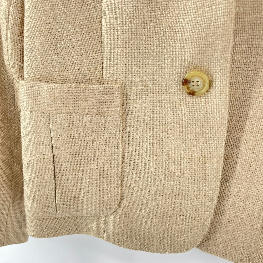 Ralph Lauren LRL Blazer Women 4 Beige 100% Silk Tweed Quiet Luxury Old Money - Picture 13 of 14